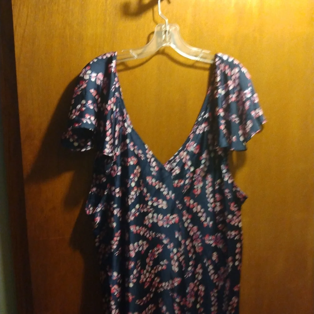 Navy blue floral slip dress - Picture 3 of 8